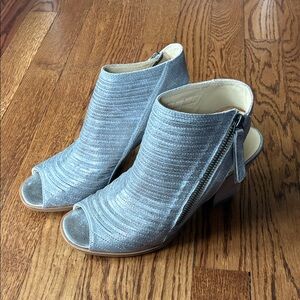 Paul Green Silver Peep-Toe Heeled Boots